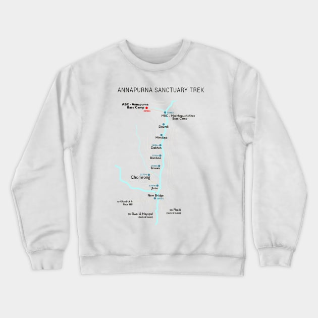 Annapurna Base Camp Trek Map Crewneck Sweatshirt by vivalarevolucio